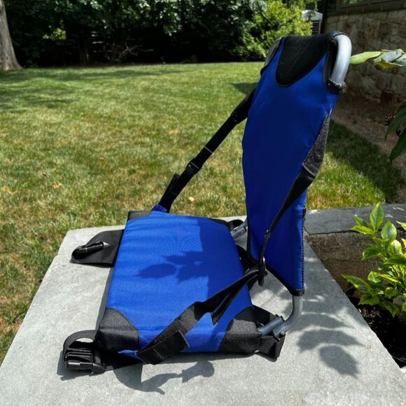 Travel Stadium Chair 1669 Bleacher Concerts Folding Carry Strap Blue Mesh Pocket - Picture 2 of 15